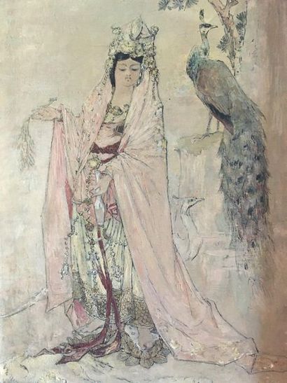 ECOLE FRANCAISE DU XIXème siècle 
Femme orientale
Huile sur panneau 34.5x24 cm.
