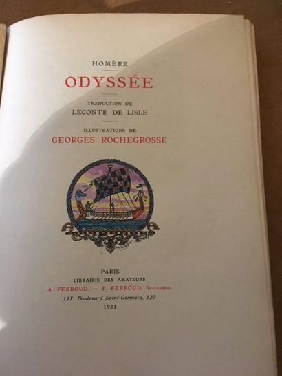HOMERE - ODYSSEE Illustrations by GEORGES DE ROCHEGROSSE Paris, Librairie des amateurs...