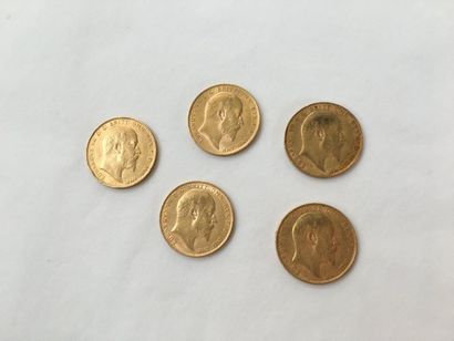 null Lot de 5 pièces d'or Souverain

1906 (x2) ; 1907 (x3)