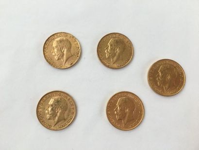 null Lot de 5 pièces d'or Souverain

1911 (x4) ; 1915