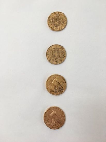 null Lot de quatre pièces comprenant:

- 2 pièces de 5 dollars or; 1909 et 1911

En...