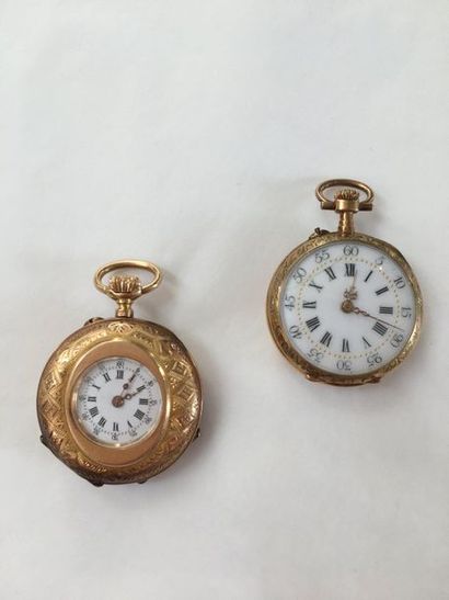 null Deux petites montres de gousset

En or jaune 18 K.

Charmant décor gravé.

P....