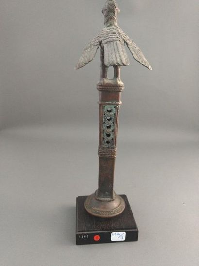 null Idiophone, ceremonial staff surmounted by a mythological bird, Kingdom of Benin...