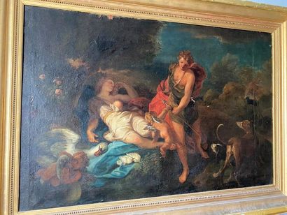 École FRANÇAISE du XVIIIe siècle 
Venus and Adonis
Oil on canvas
93 x 137 cm
(Re...