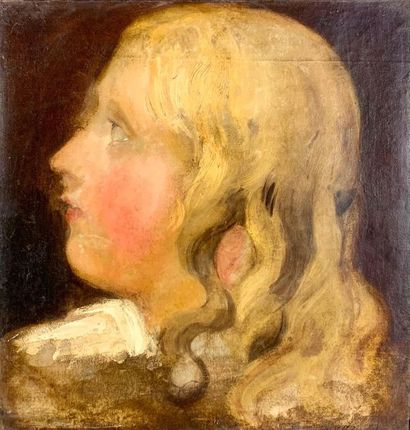 École Française du XIXe siècle 
Child's head in profile
Oil on paper marouflaged...