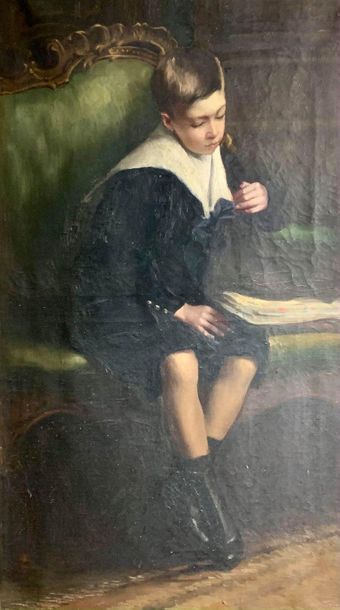 École Française du XIXe siècle 
Portrait d'enfant assis
Huile sur toile
80 x 46 ...