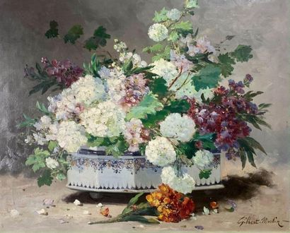 Charles GILBERT-MARTIN (1839-1905) 
Nature morte à la jardinière
Huile sur toile...