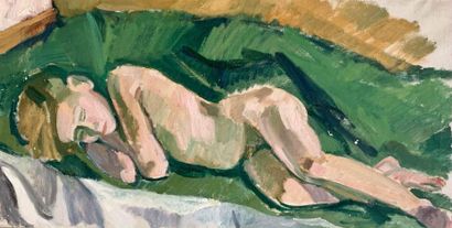 Ville JAIS-NIELSEN (1886-1949) 
Lying nude
Oil on canvas signed lower right and dated...