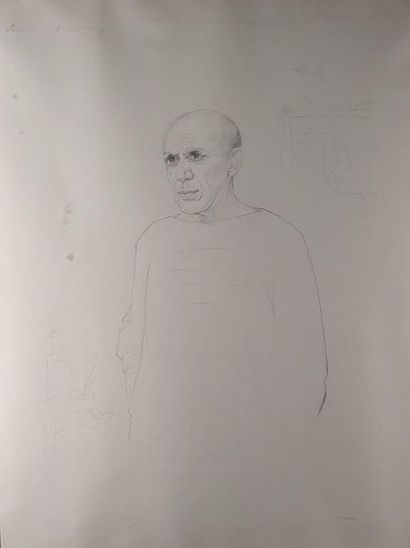 [PICASSO Pablo]. WREDE Maria (1898-1981). PORTRAIT DE PABLO PICASSO. DESSIN ORIGINAL...