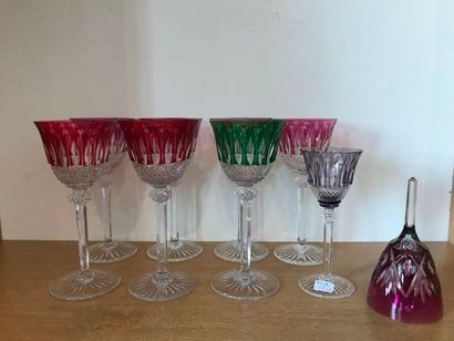 SAINT LOUIS FRANCE 
Roemer Tommy
Suite of 7 coloured cut crystal glasses
A smaller...