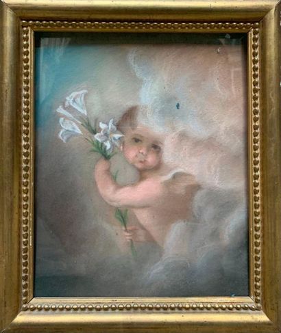 Ecole française dans le goût du XVIIIème siècle 
Putti
Paire de pastels
22 x 18 cm...