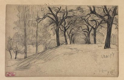Hippolyte PETITJEAN (1854-1929) 
Landscape
Pencil lead on paper
Bears studio stamp...