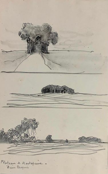 Pierre Chapuis ( 1863-1942) 
Set of two works:
- Tray of Montapeine
Pencil on paper
Signed...