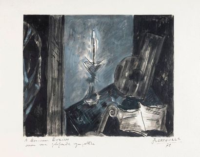 Jean BERTHOLLE (1909-1996) 
Composition abstraite
Pastel et feuilles d'or sur carton
Signé...