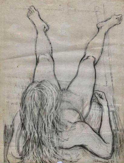 Daniel RIBERZANI (1942) 
Nude
Two projects
Black pencil on paper signed lower right...