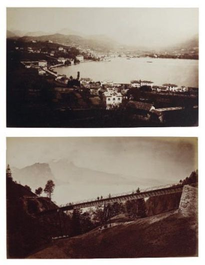 ALINARI, NOACH & ALII Album de voyages Lugano, Milan et Gênes, 1883 Agréable album...