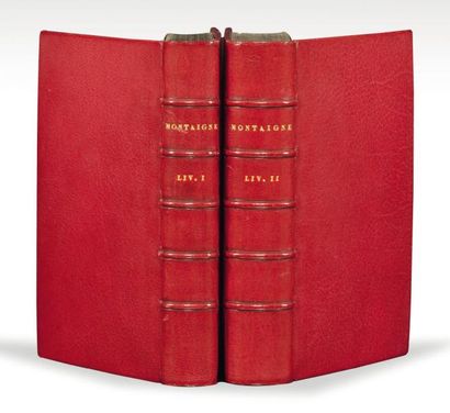 MONTAIGNE (Michel de) ESSAIS. Bordeaux, S. Millanges, 1580. 2 volumes in-8, maroquin...