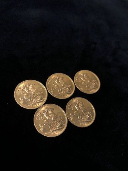 null Lot of 5 coins Sovereign Elizabeth II in gold 1967