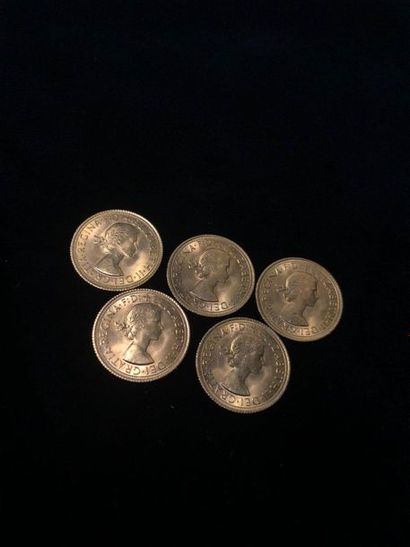 null Lot of 5 coins Sovereign Elizabeth II in gold 1967