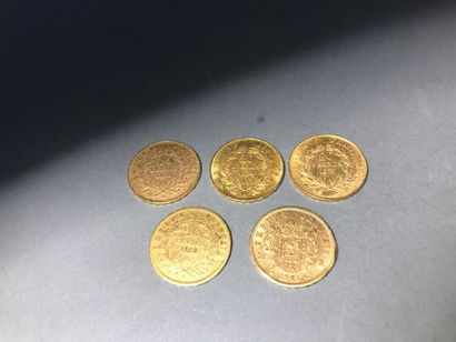 null Lot of 5 pieces 20F gold Louis Napoleon Bonaparte and Napoleon III

1852; 1854;...