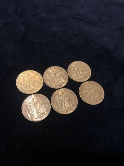 null Lot of 6 pieces of 20F gold to the Genie

1875; 1876 (x2); 1877 (x2); 1878