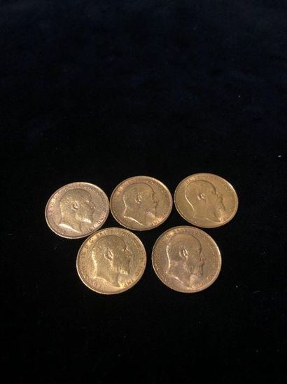 null Lot of 5 coins Sovereign Edward VII in gold

1904 ; 1904 ; 1905 ; 1905 ; 19...