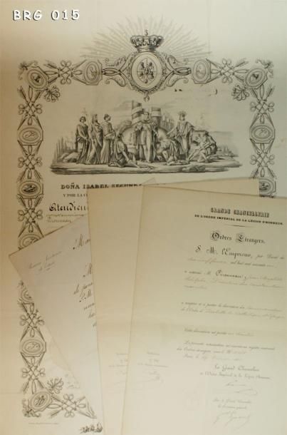 ESPAGNE Ordre d'Isabelle la Catholique, spectaculaire brevet imprimé sur papier d'un...