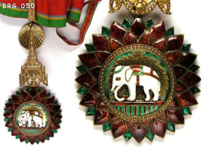 THAÏLANDE Ordre de l'Éléphant Blanc, fondé en 1861, bijou de commandeur, en vermeil...
