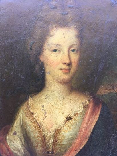 ECOLE FRANCAISE DU XVIIème SIECLE 
Portrait de femme en buste
Huile sur panneau parqueté...