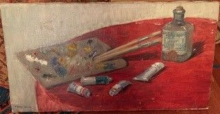 Francisco PLANAS DORIA (1879-1955) 
Palette de peintre,
Oil on canvas signed lower...