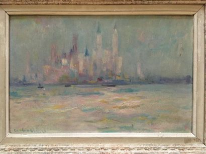 Ecole Moderne 
Coastal view
Oil on canvas
Signed indistinctly lower left
27x41 c...