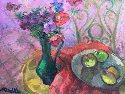 Olga MISCHKINE Still life with bouquet
Oil on canvas
Signed lower right
54x65 cm...