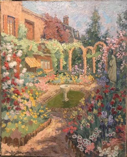 Jac MARTIN-FERRIERES (1893-1972) 
Le jardin sud à Neuilly
Huile sur toile signée...