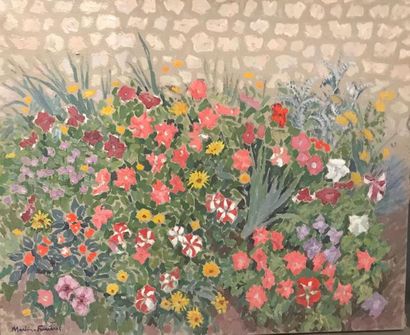 Jac MARTIN-FERRIERES (1893-1972) 
Parterre de fleurs
Huile sur toile signée en bas...