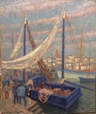 Jac MARTIN-FERRIERES (1893-1972) 
Bateau au port
Huile sur toile signée en bas à...