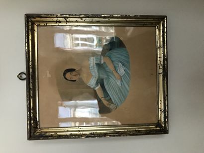 ECOLE FRANCAISE DU XIXème siècle 
Portrait d'homme et de femme
Crayon et gouache...
