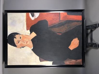 D'APRÈS AMEDEO MODIGLIANI (1884-1920) 
Femme assise
Huile sur toile annotée par l'artiste...