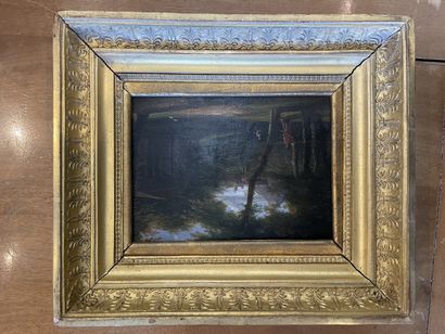 ECOLE FRANCAISE XIXème 
Paysage classique animé
Huile sur panneau.
H. 16,5 cm - L....