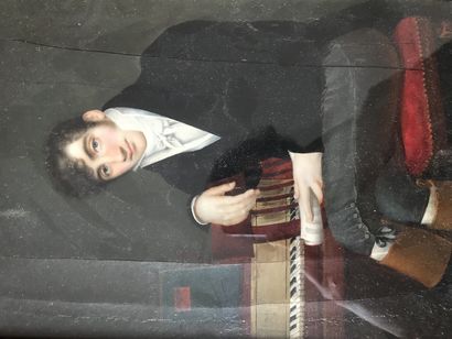 ECOLE FRANCAISE DU XIXème siècle 
Portrait de compositeur
Huile sur panneau
24x18...