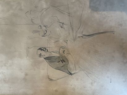 Jean-Louis FORAIN (1852-1931) 
Conversation
Crayon et lavis sur papier signé en bas...
