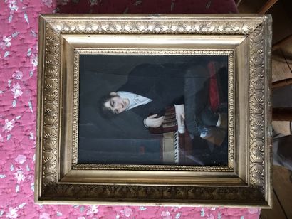 ECOLE FRANCAISE DU XIXème siècle 
Portrait de compositeur
Huile sur panneau
24x18...