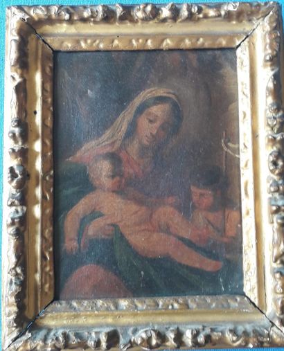 ECOLE FRANCAISE 
Vierge à l'enfant et saint Jean-Baptiste
Huile
Dans un cadre en...