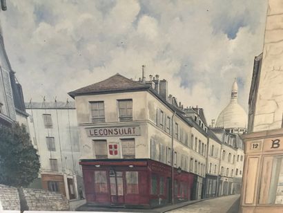 J. ZIM ?? 
Vue de Montmartre
Huile sur toile
Signée en bas à droite
89x130 cm.