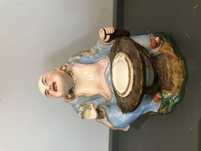 Jacob PETIT Charming inkwell
Porcelain, with figure of a magot, polychrome, signed...
