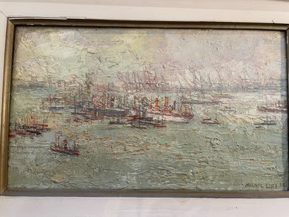 Michel CIRY (1919-2018) 
Rotterdam
Huile sur toile signée et datée 58 en bas à droite...