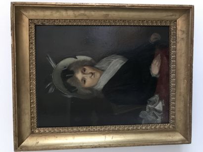 ECOLE FRANCAISE DU XIXème siècle 
Ensemble de deux portraits
Huile sur toile et panneau...