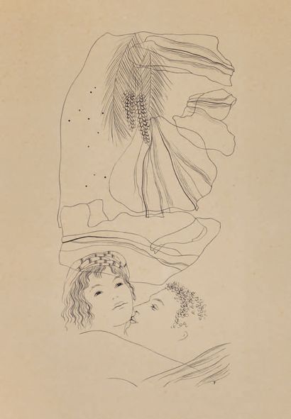 TOYEN. COUPLE. ORIGINAL DRAWING IN INK SIGNED. Circa 1932. 38 x 23,5 cm, under frame.
Original... Gazette Drouot
