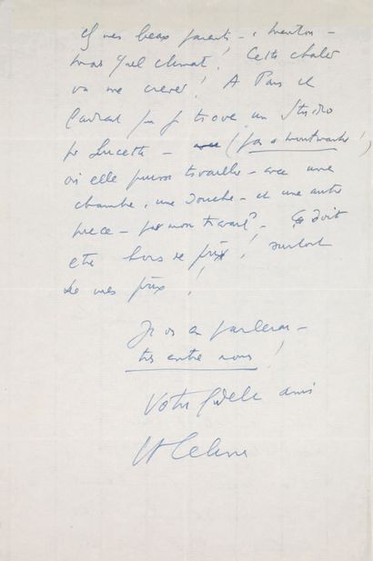CÉLINE Louis Ferdinand. 
SELF-LETTER SIGNED TO M. MARTEAU. Korsor (Denmark)], May...