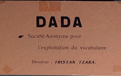 [DADA]. 4 PAPILLONS DADA. 1920. Imprimés en noir sur papiers de couleurs. 7 x 10,5...