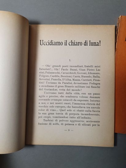 [FUTURISME ITALIEN].MARINETTI F.T. UCCIDIAMO IL CHIARO DI LUNA! Milano, Edizioni...